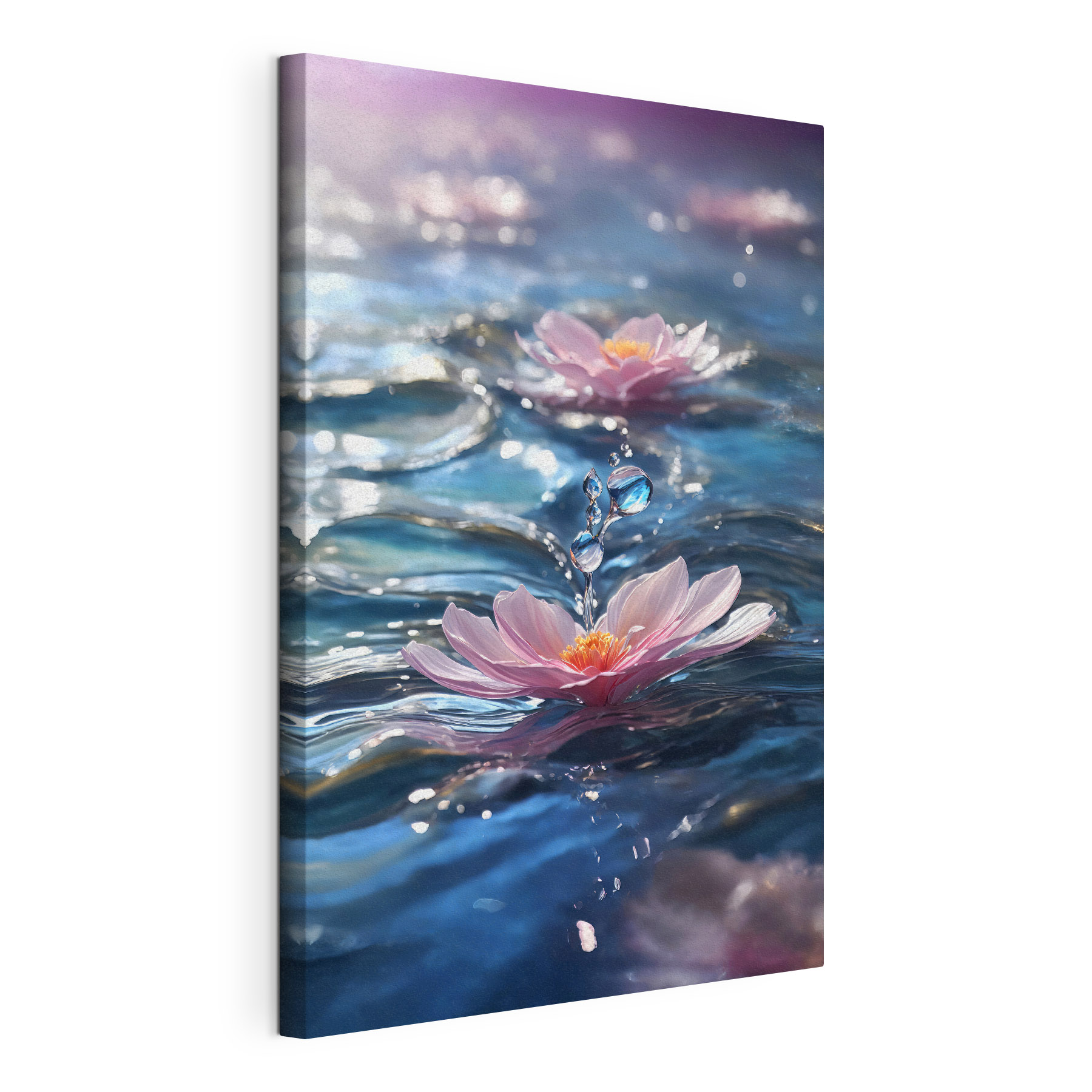 A flower floating in water A flower floating in water