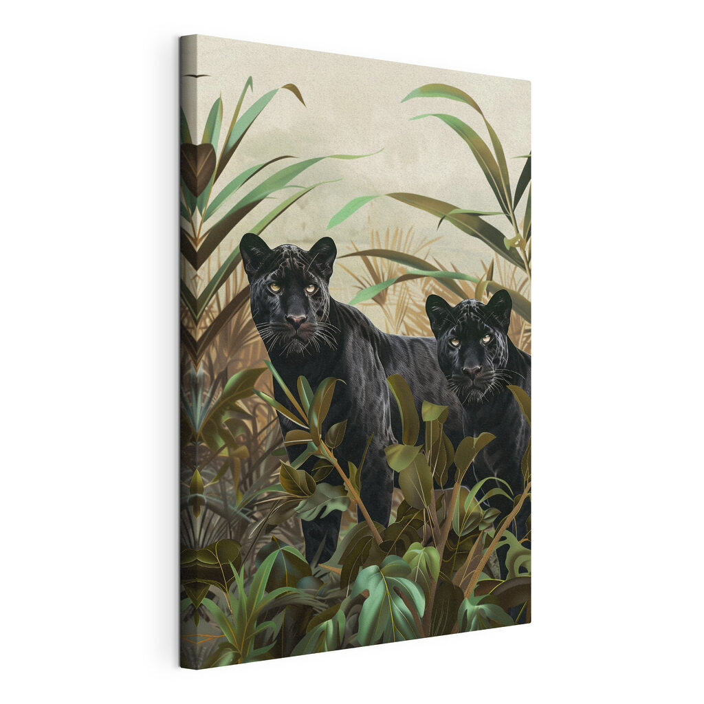 Two black tigers in the jungle Two black tigers in the jungle