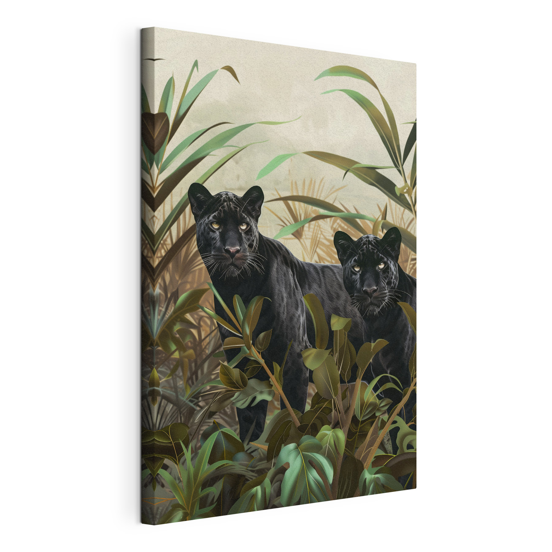 Two black tigers in the jungle Two black tigers in the jungle
