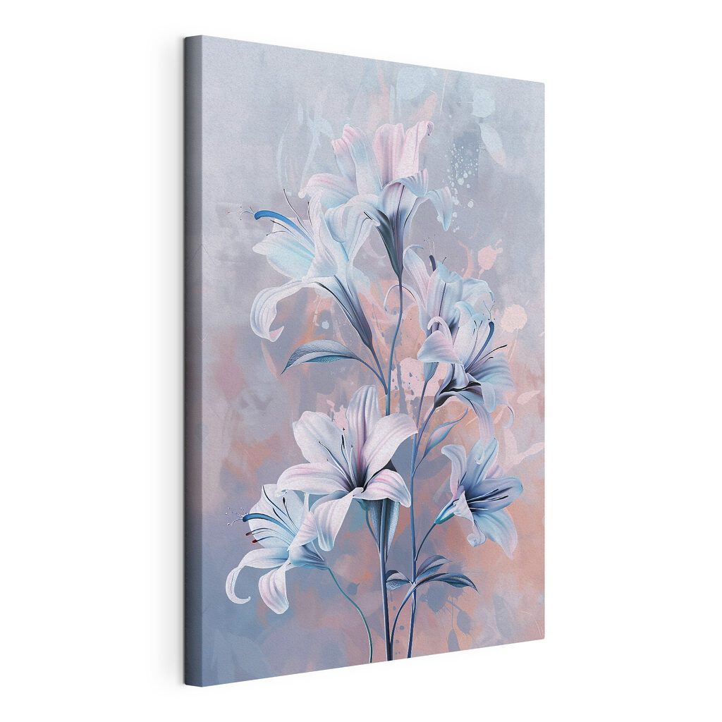 A painting of flowers on a wall A painting of flowers on a wall