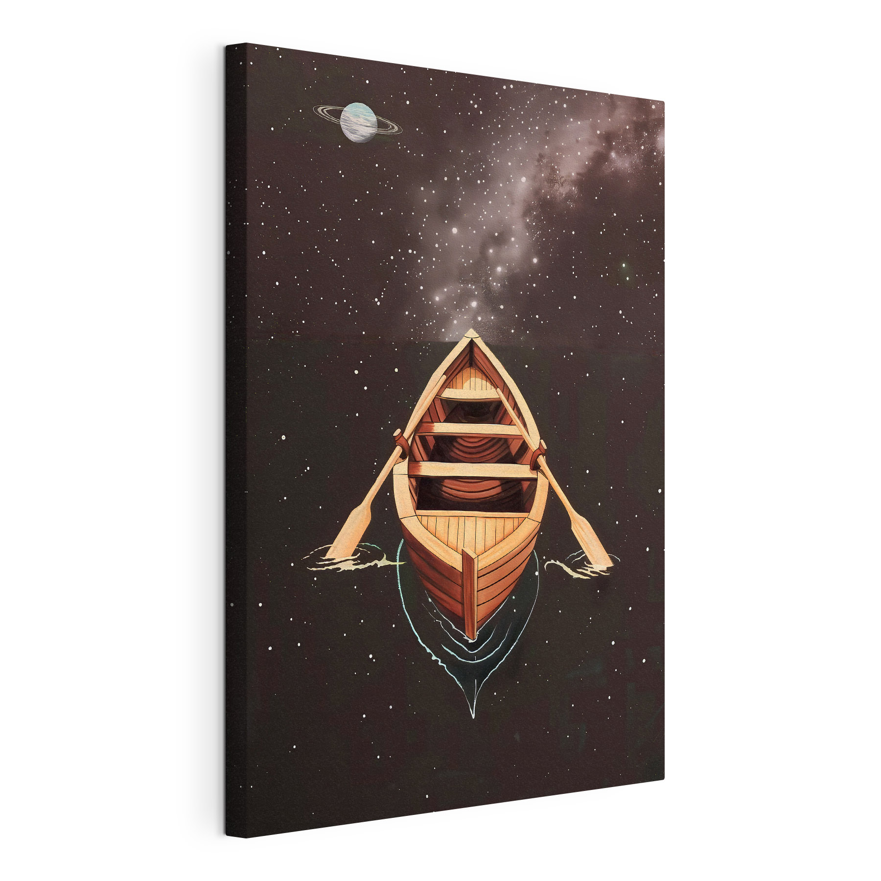 A boat with oars in water A boat with oars in water