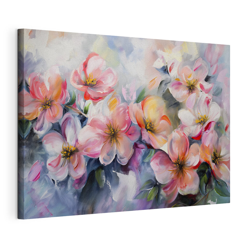A painting of pink flowers A painting of pink flowers