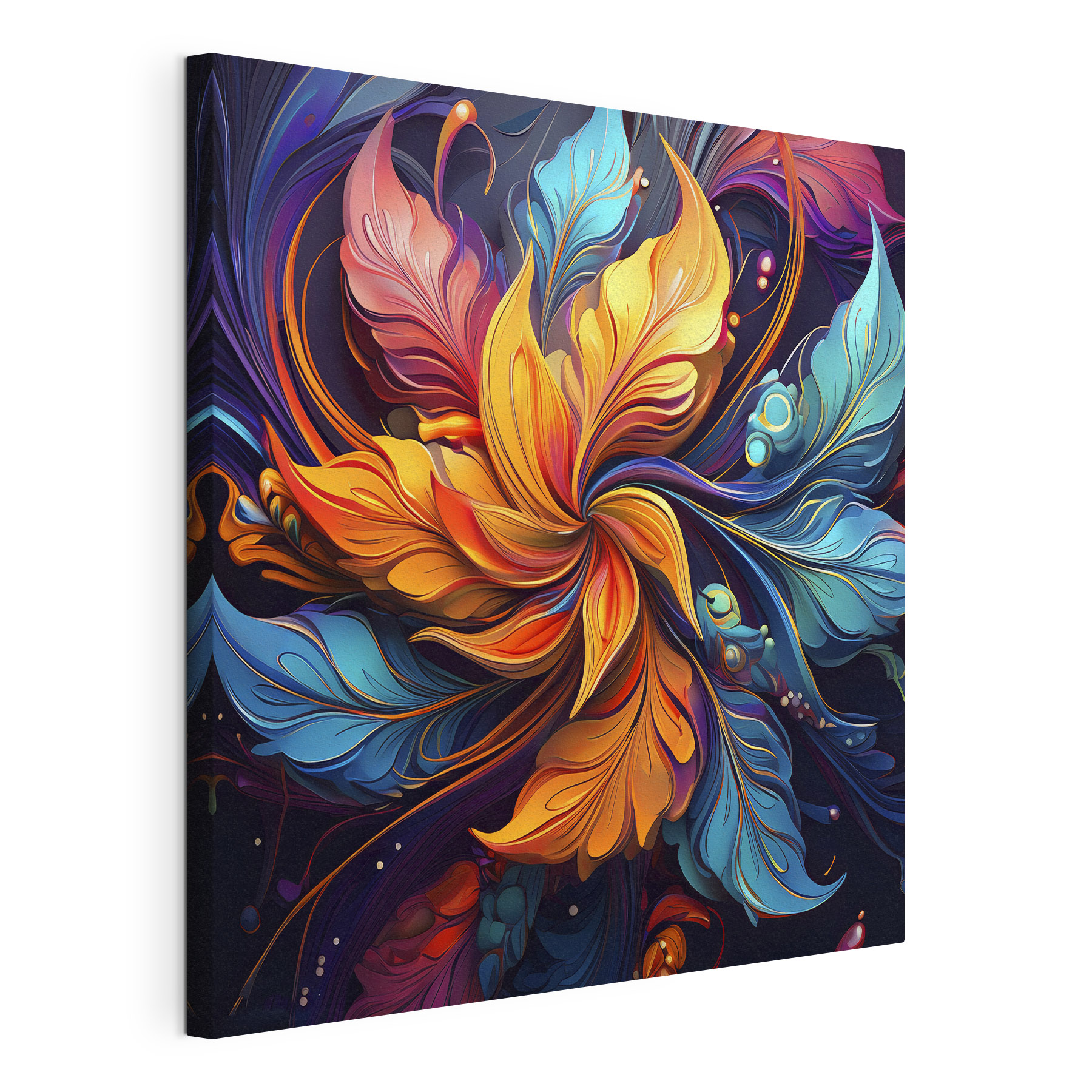 A colorful flower with leaves A colorful flower with leaves