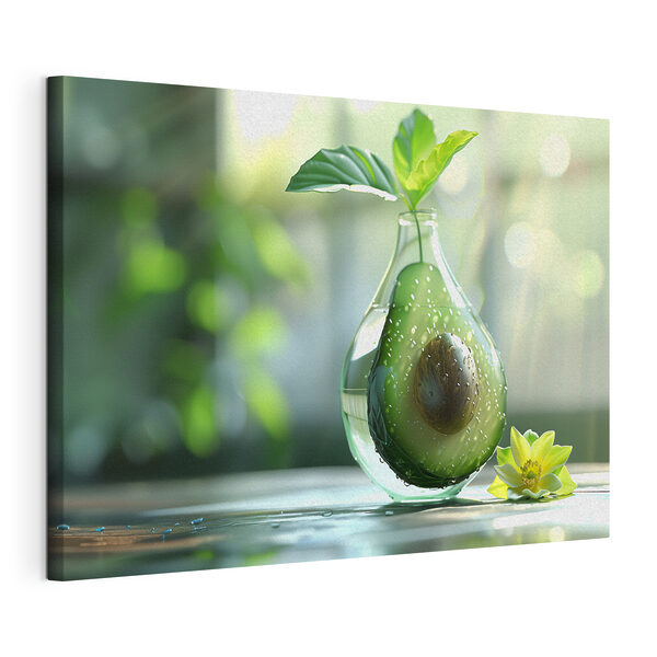 Un vaso di vetro con un avocado tagliato all'interno Quadri Un vaso di vetro con un avocado tagliato all'interno