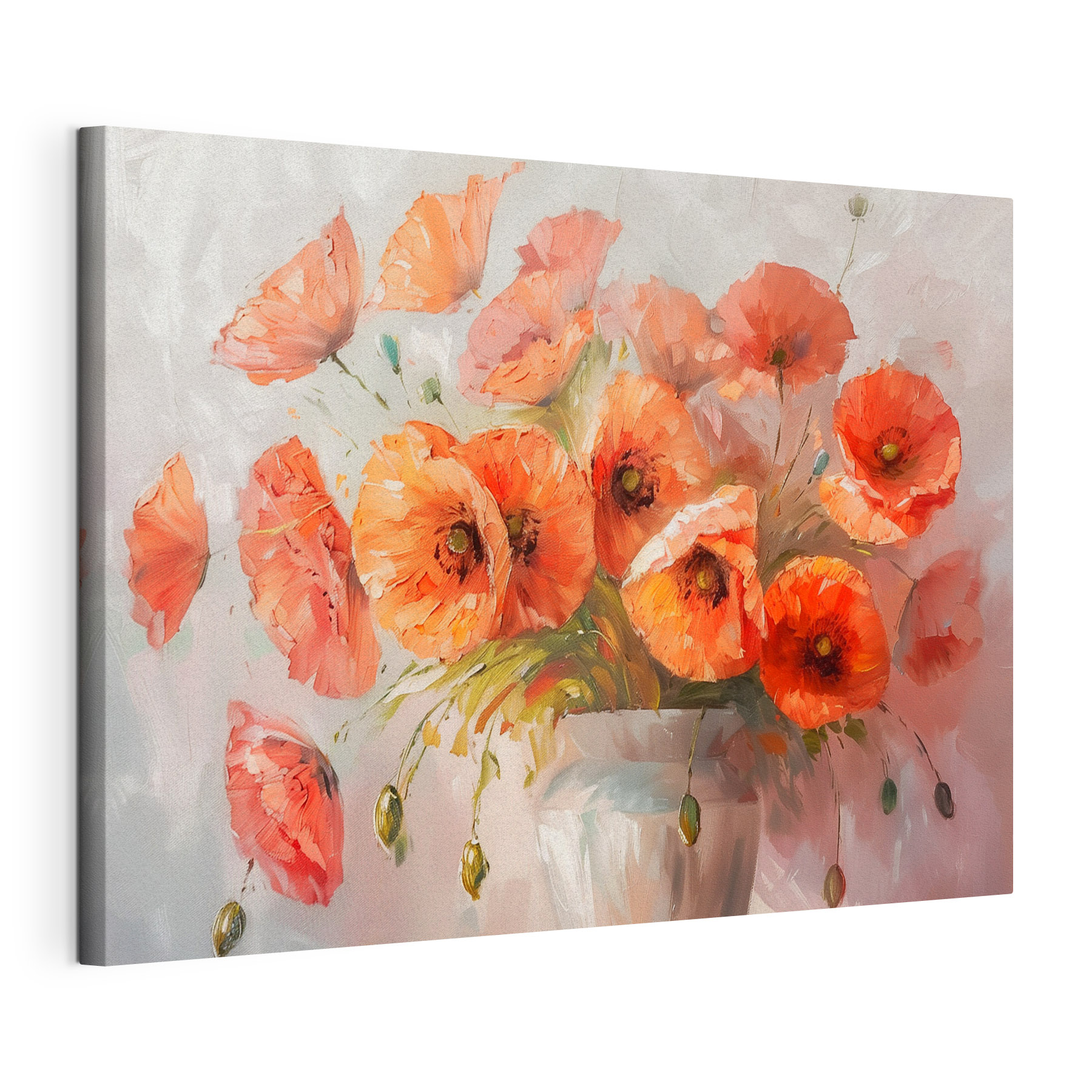 A painting of flowers in a vase A painting of flowers in a vase