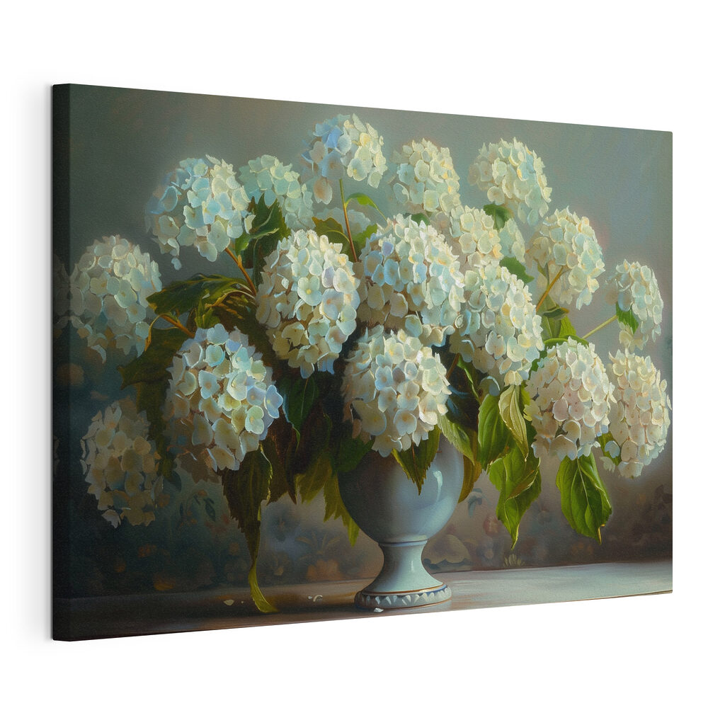 A vase of white flowers