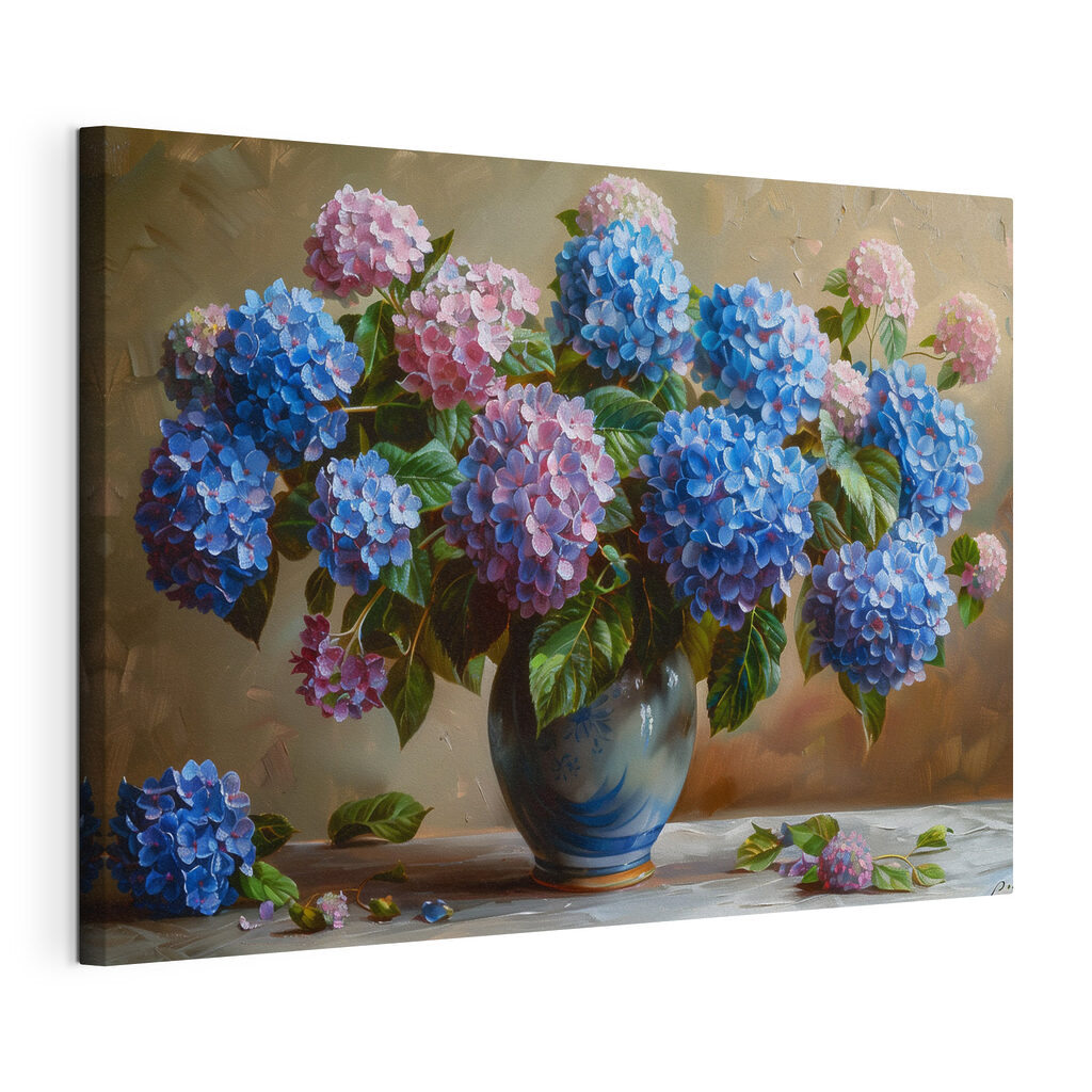 A painting of flowers in a vase A painting of flowers in a vase