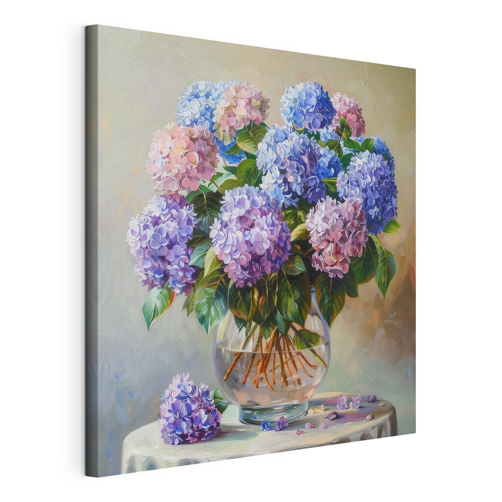 A painting of flowers in a vase A painting of flowers in a vase