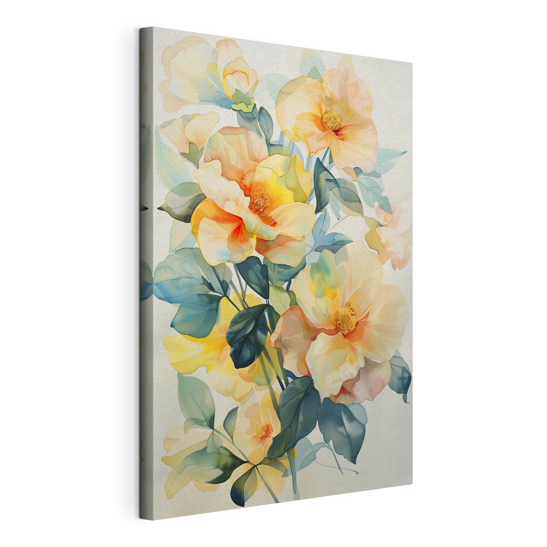 A painting of flowers and leaves A painting of flowers and leaves