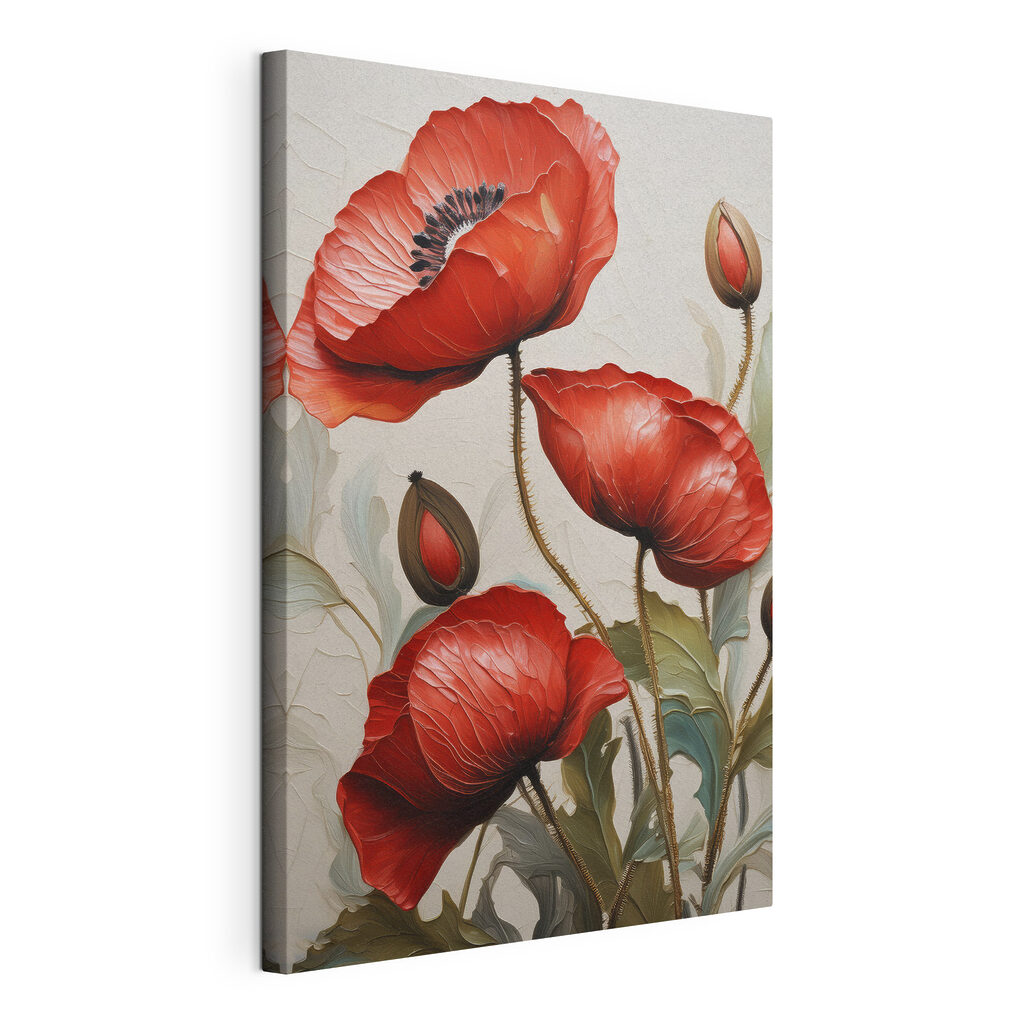 A painting of red flowers