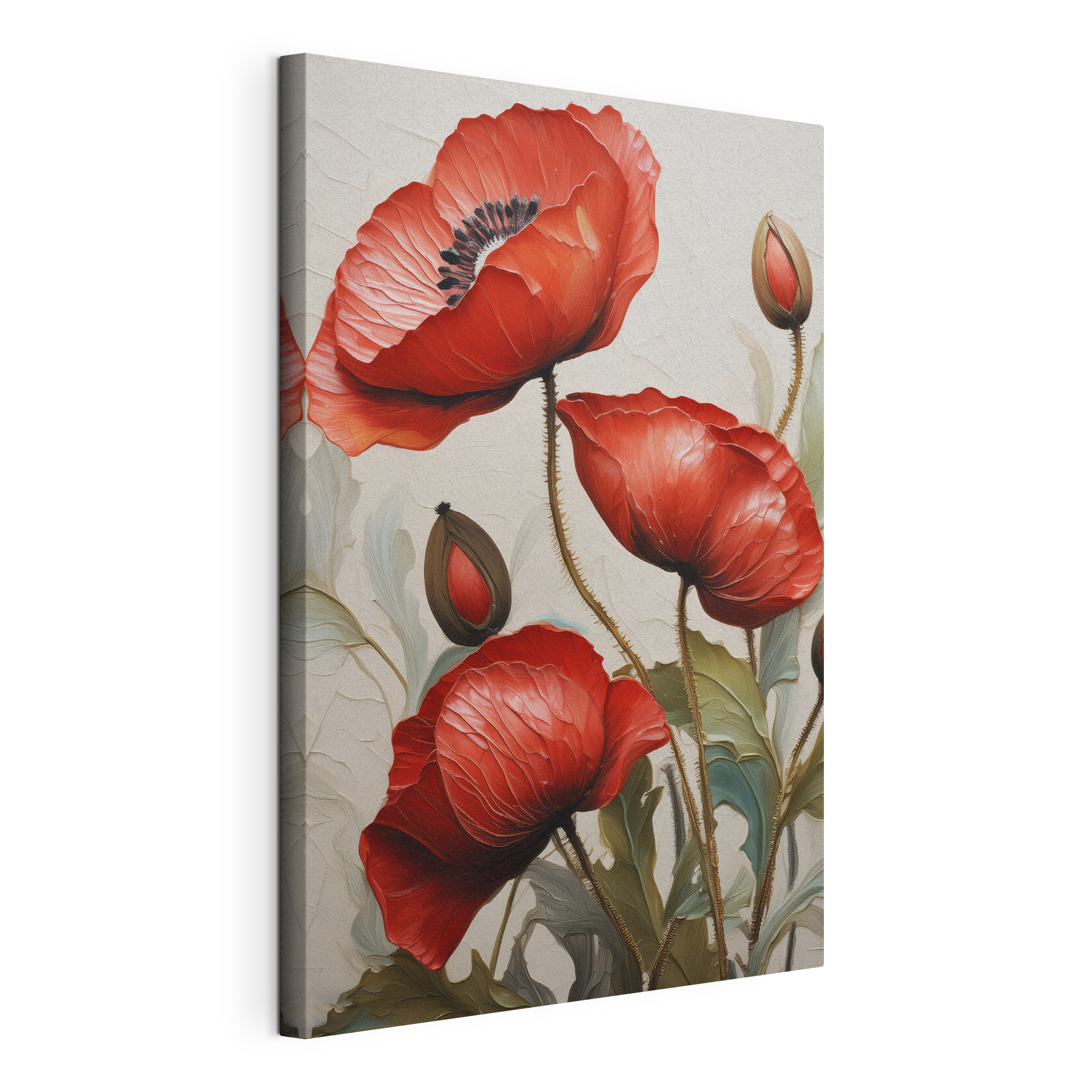 A painting of red flowers