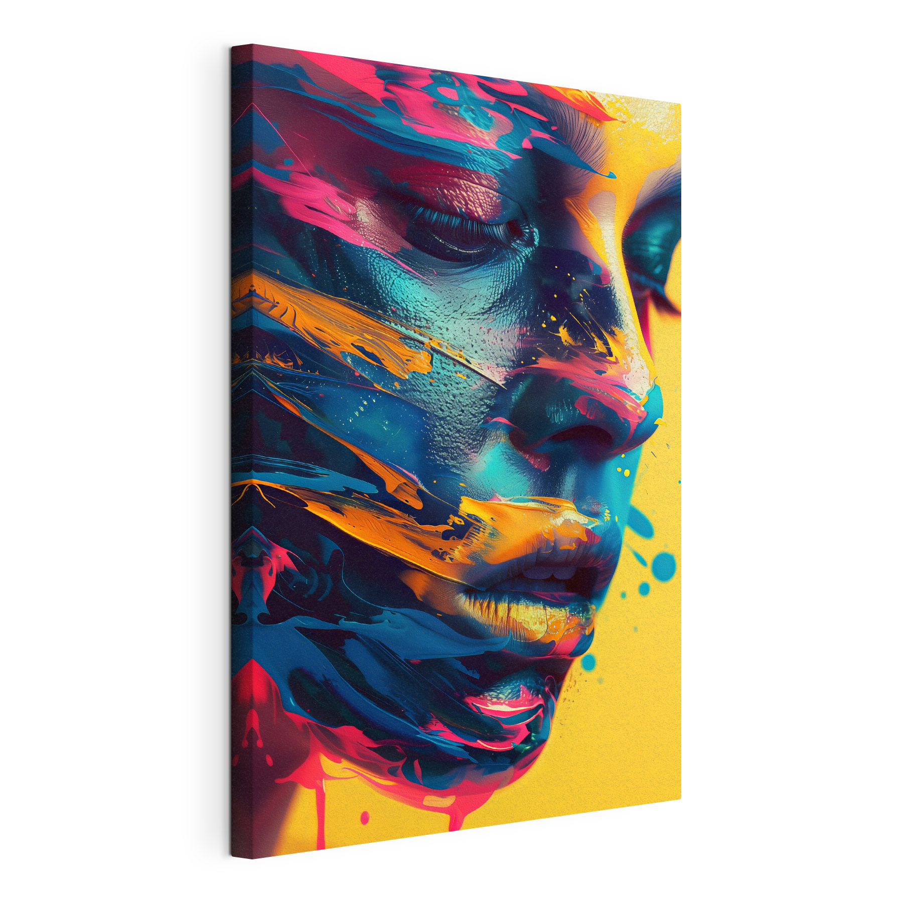 Vibrant colors blend on a face Vibrant colors blend on a face