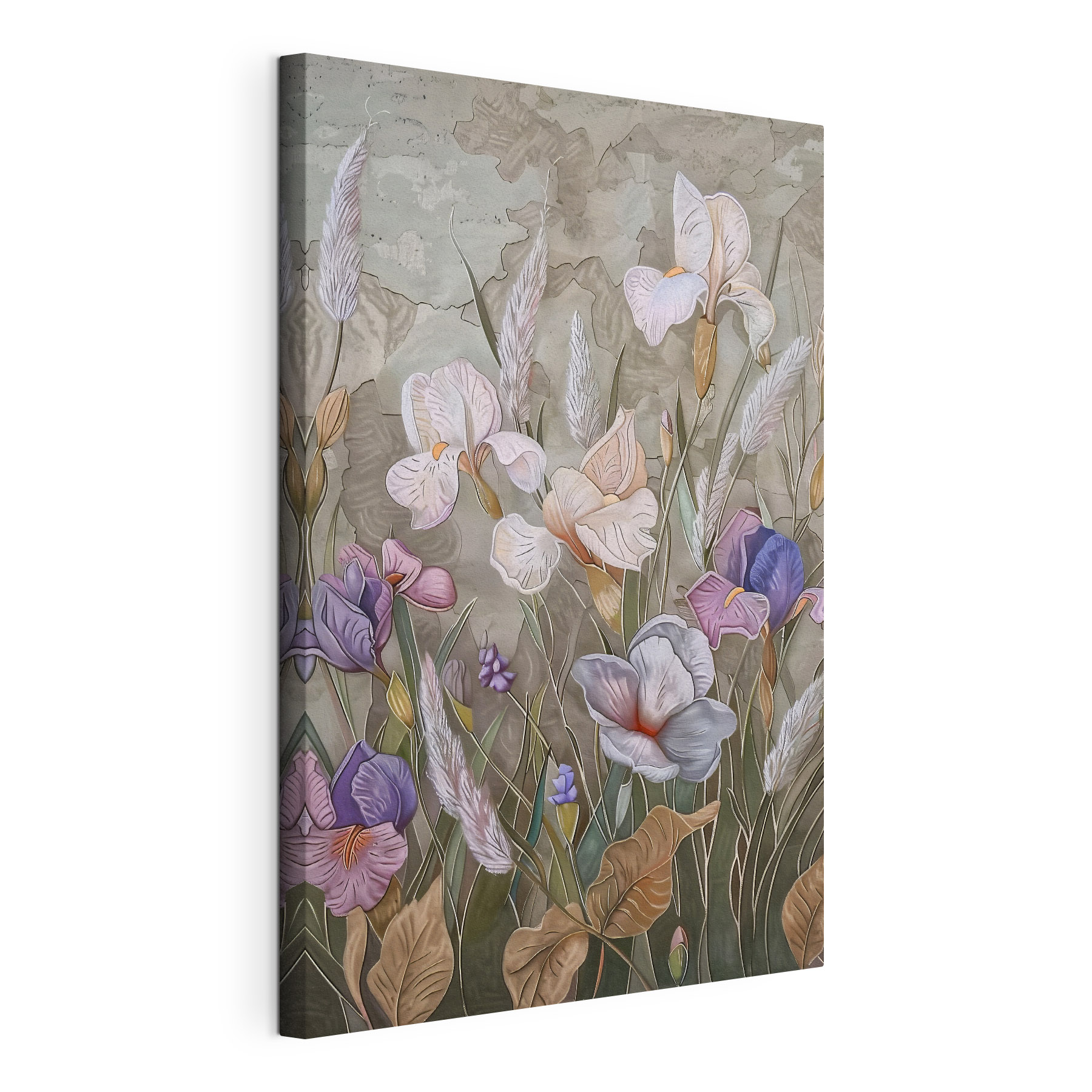 A painting of flowers and grass A painting of flowers and grass