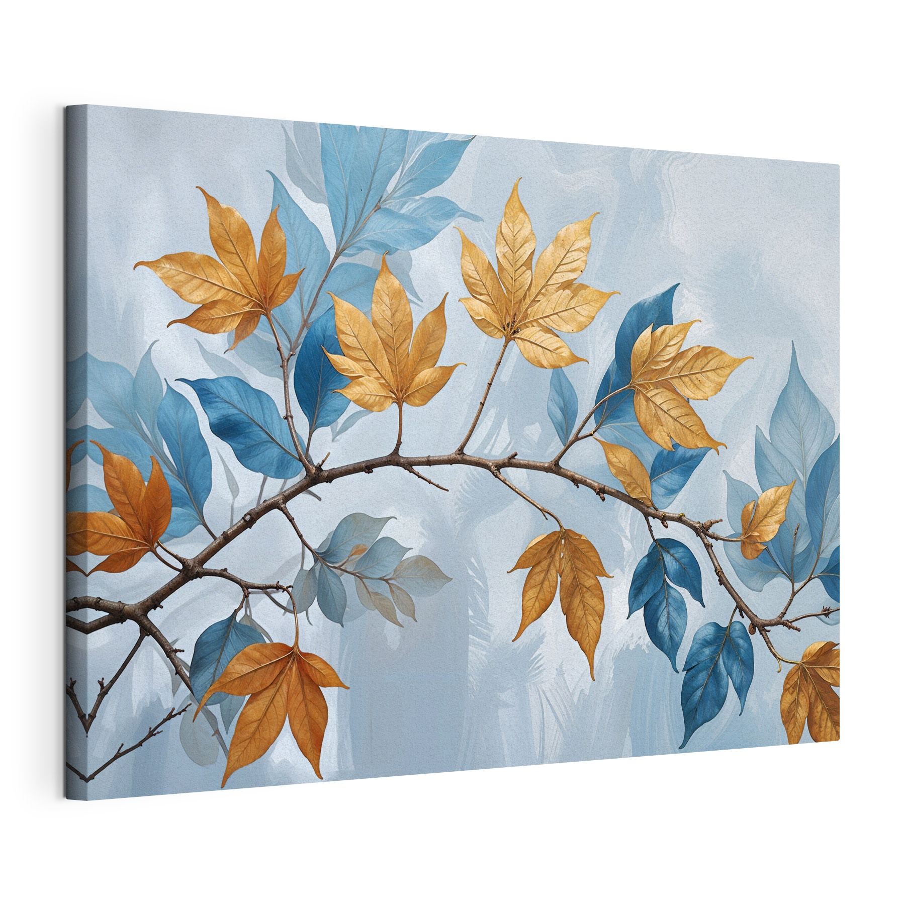 Branch with amber and azure leaves