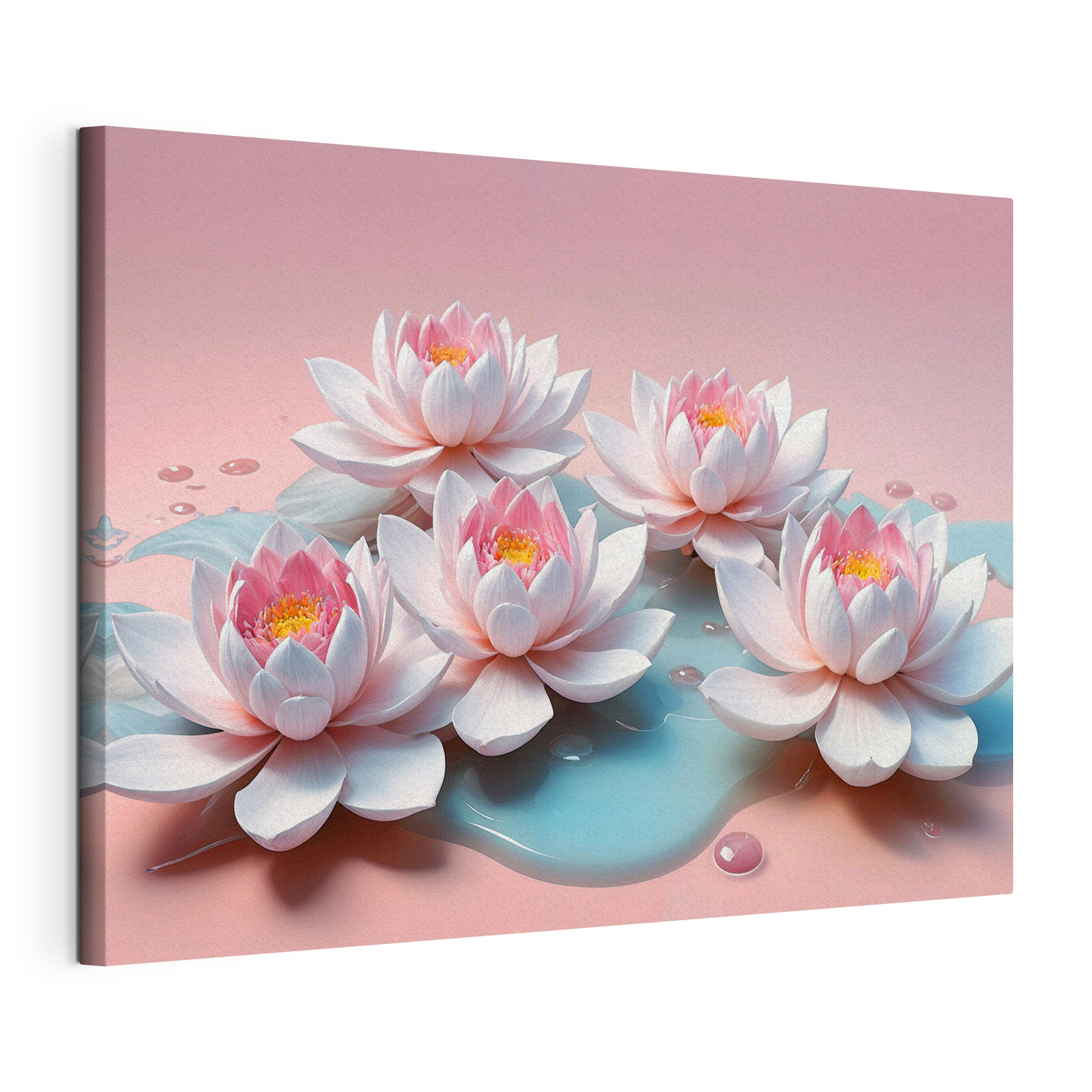 A group of pink flowers floating on water