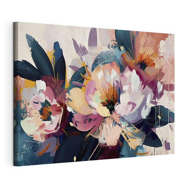 Un dipinto raffigurante fiori e foglie Quadri Un dipinto raffigurante fiori e foglie