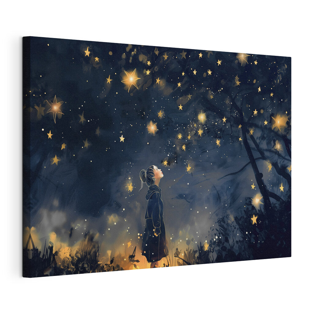 A girl looking up at stars A girl looking up at stars
