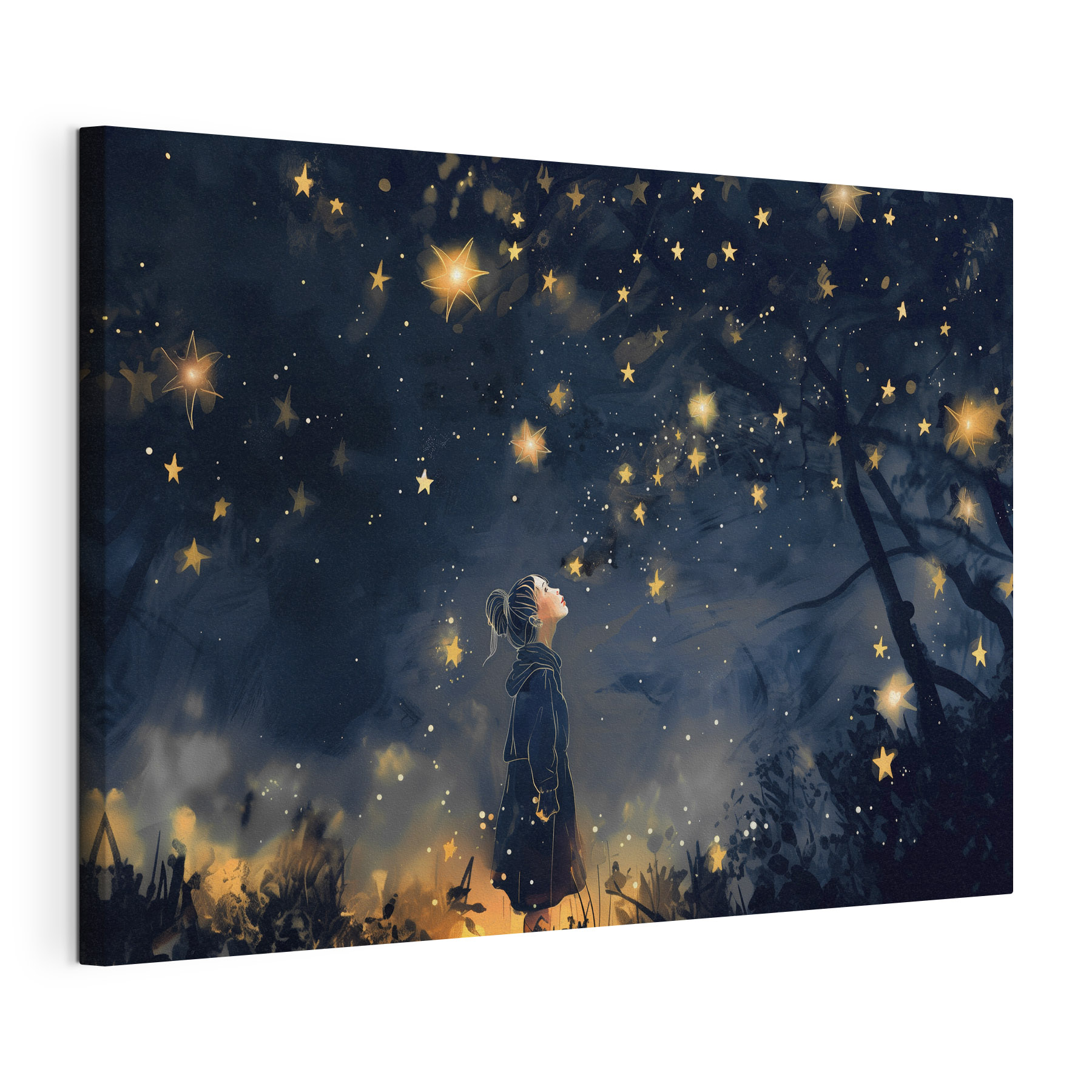 A girl looking up at stars A girl looking up at stars