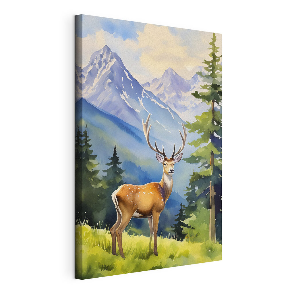 A watercolor of a deer in a forest A watercolor of a deer in a forest