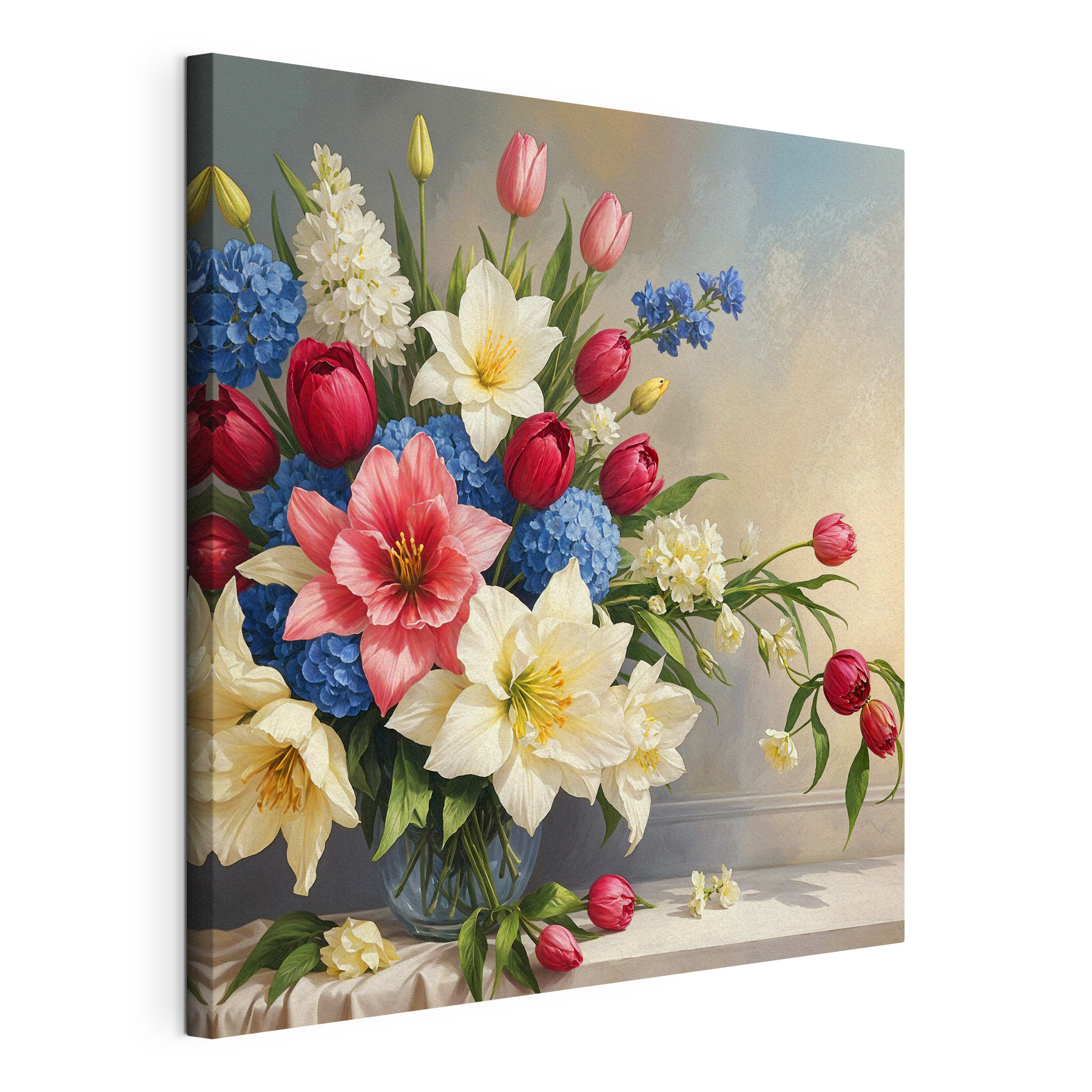 A vase of flowers on a table