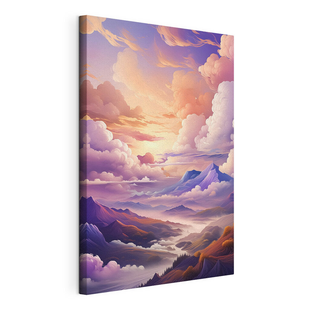 A landscape of mountains and clouds