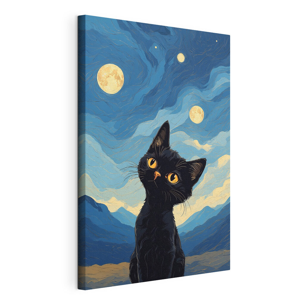 A cat looking up at the moon