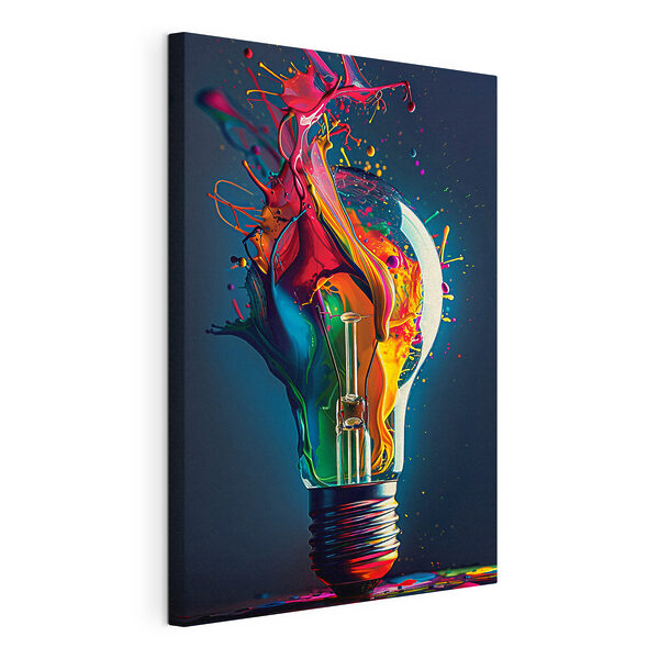 Una lampadina con schizzi di vernice colorata Quadri Una lampadina con schizzi di vernice colorata