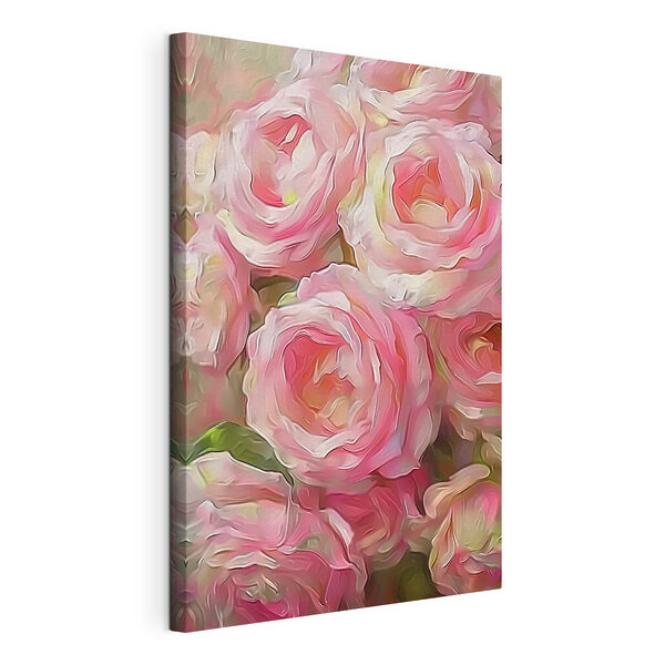 Un primo piano di un mazzo di fiori rosa Quadri Un primo piano di un mazzo di fiori rosa