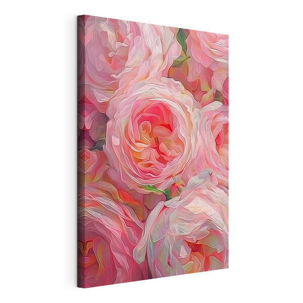 Un primo piano di un mazzo di fiori rosa Quadri Un primo piano di un mazzo di fiori rosa