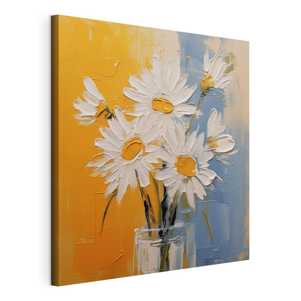 A painting of flowers in a glass A painting of flowers in a glass