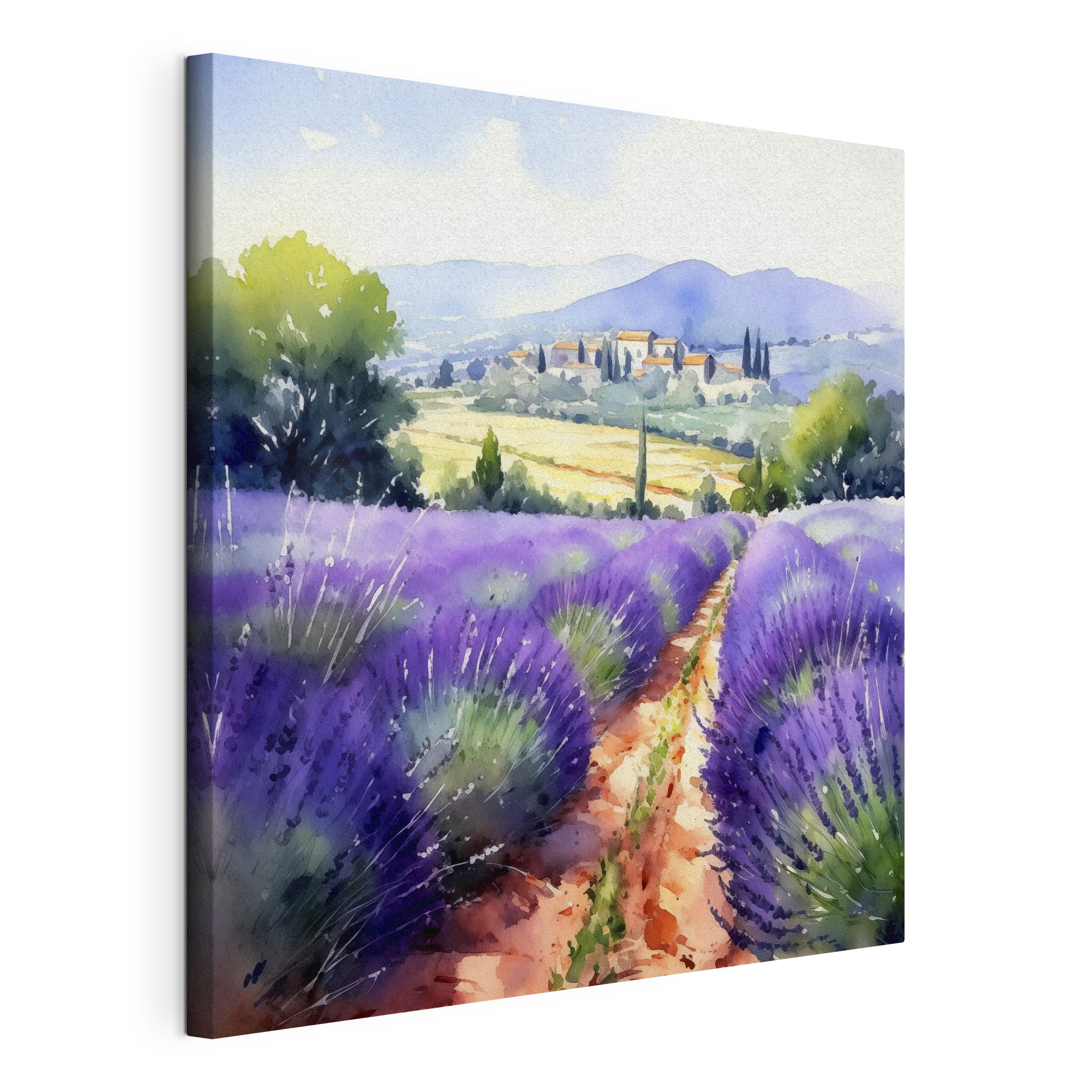 A watercolor painting of a field of lavender A watercolor painting of a field of lavender
