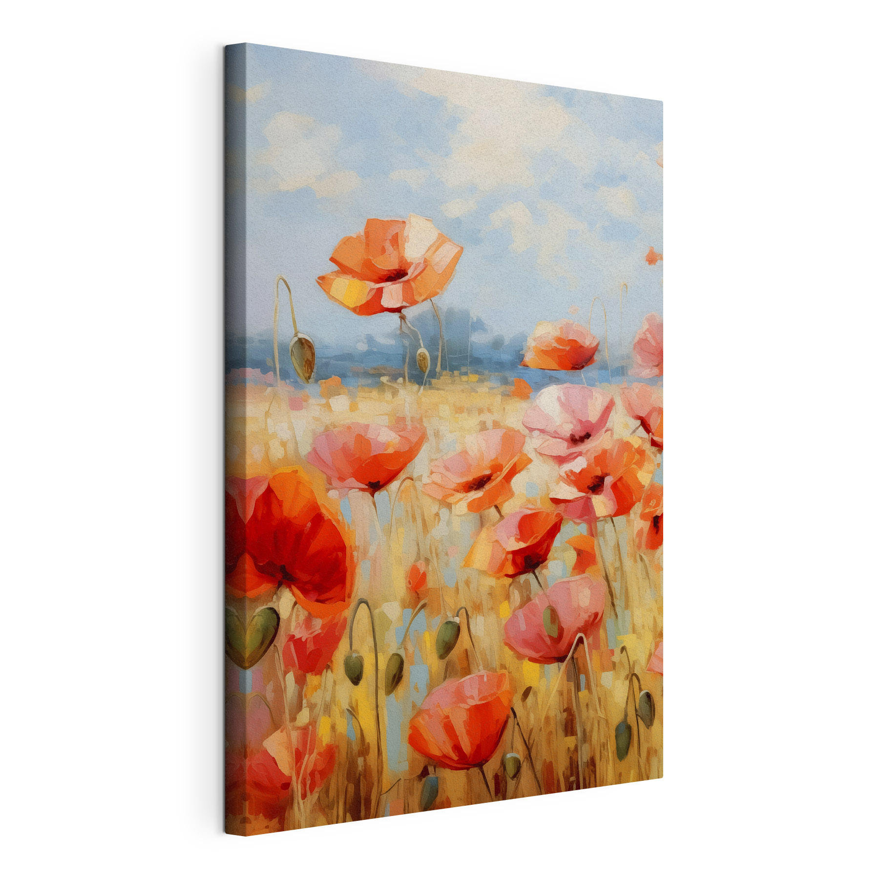 A painting of red flowers A painting of red flowers