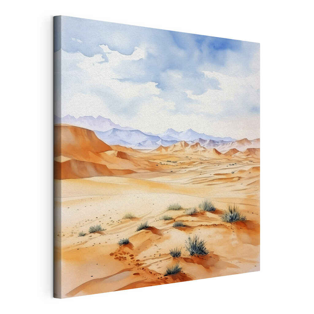 A watercolor of a desert landscape A watercolor of a desert landscape