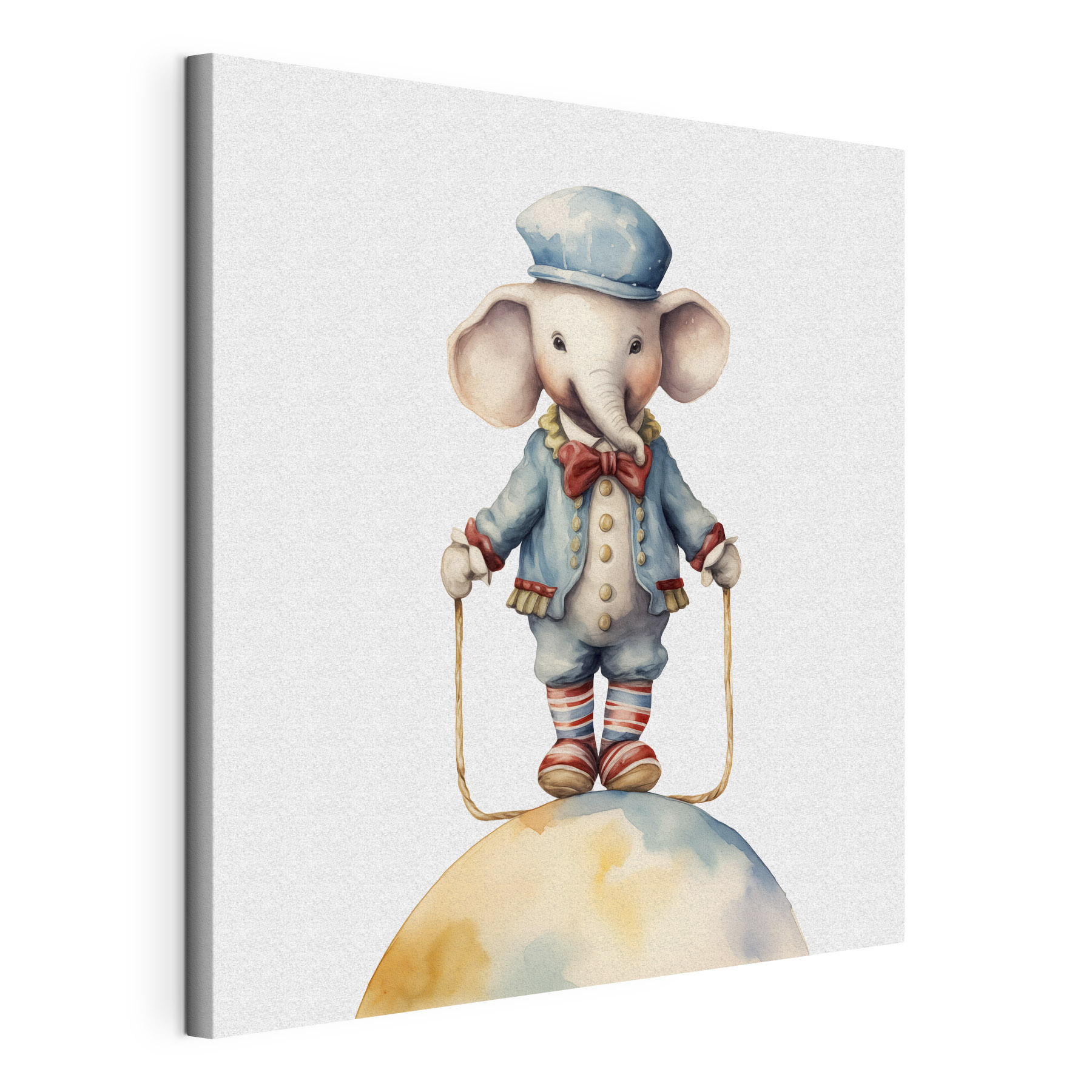 An elephant standing on a rope