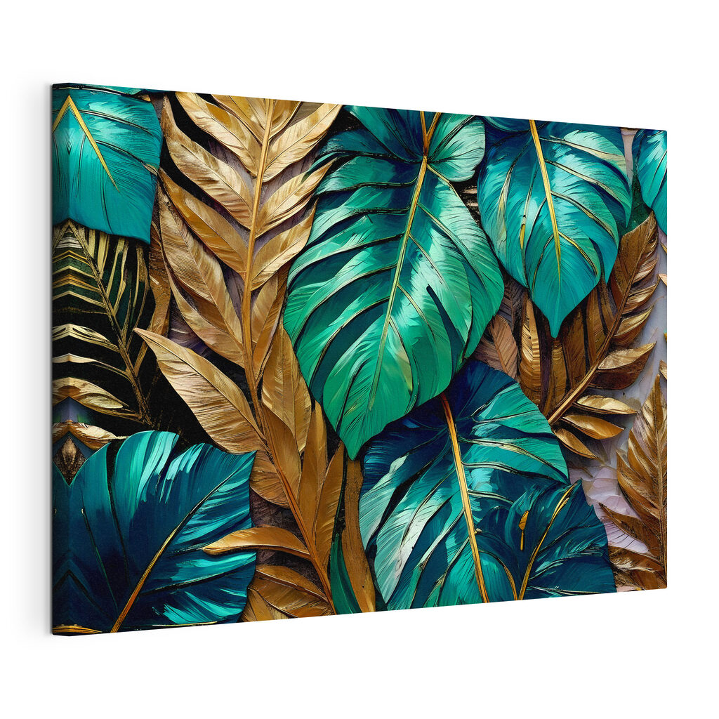 Tropical leaves in vibrant colors