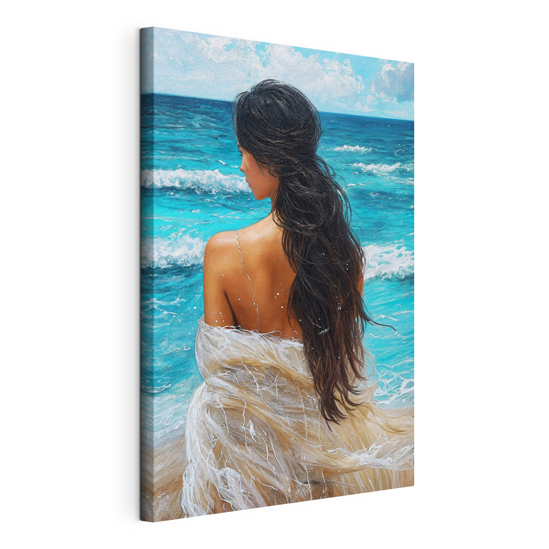 A woman sitting in the water