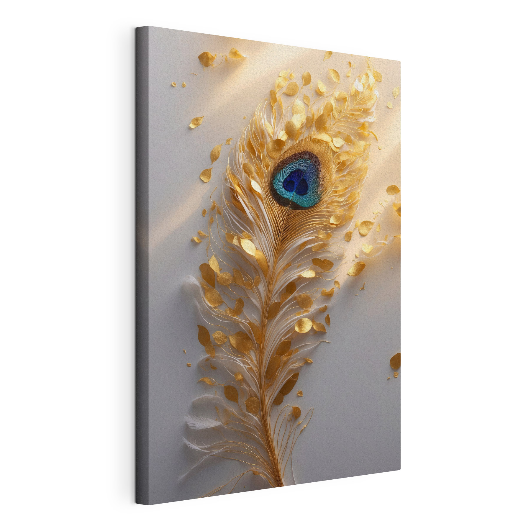 Peacock feather with vibrant accents