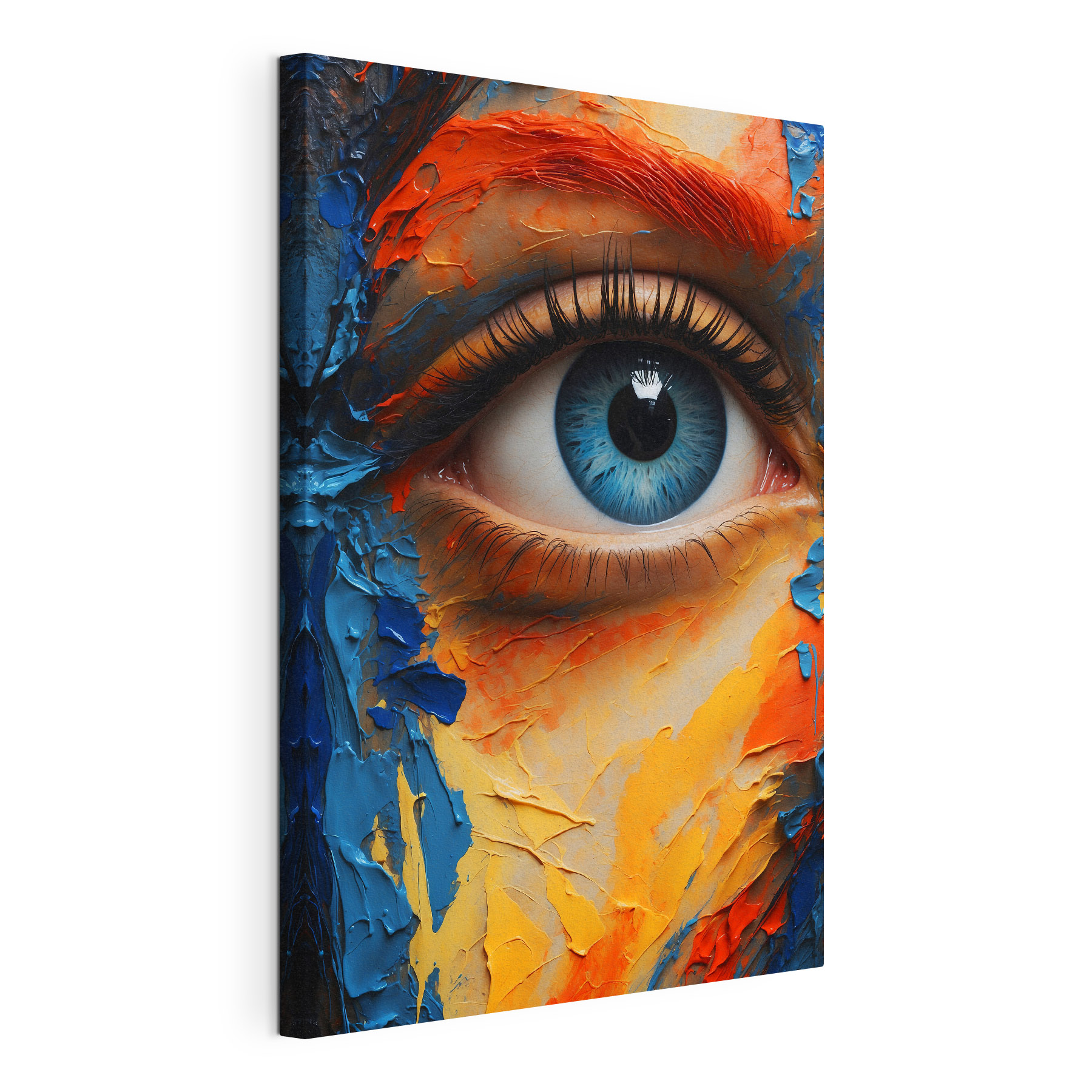 Vibrant hues around a striking gaze