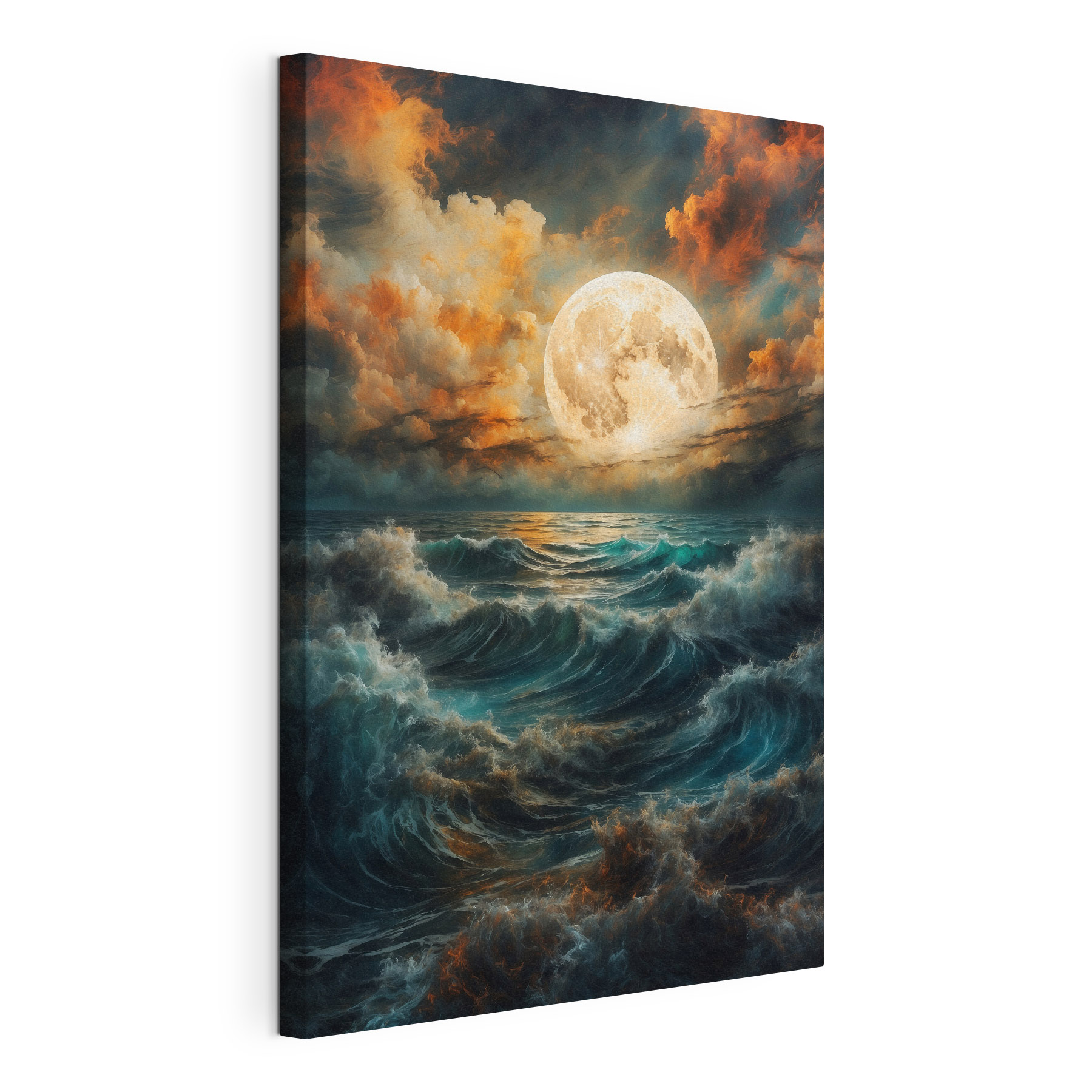 A full moon over a body of water