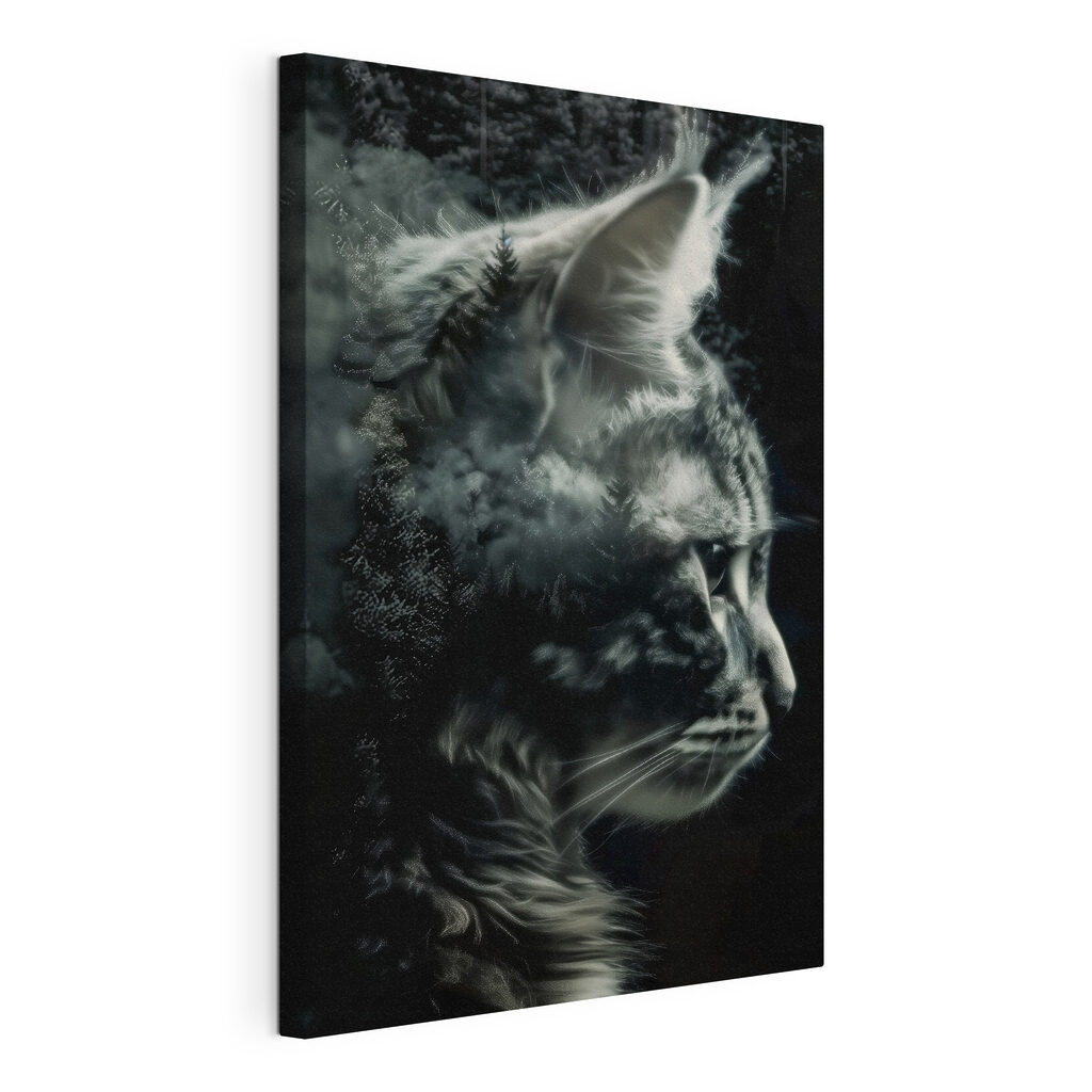 A cat with a double exposure of trees A cat with a double exposure of trees