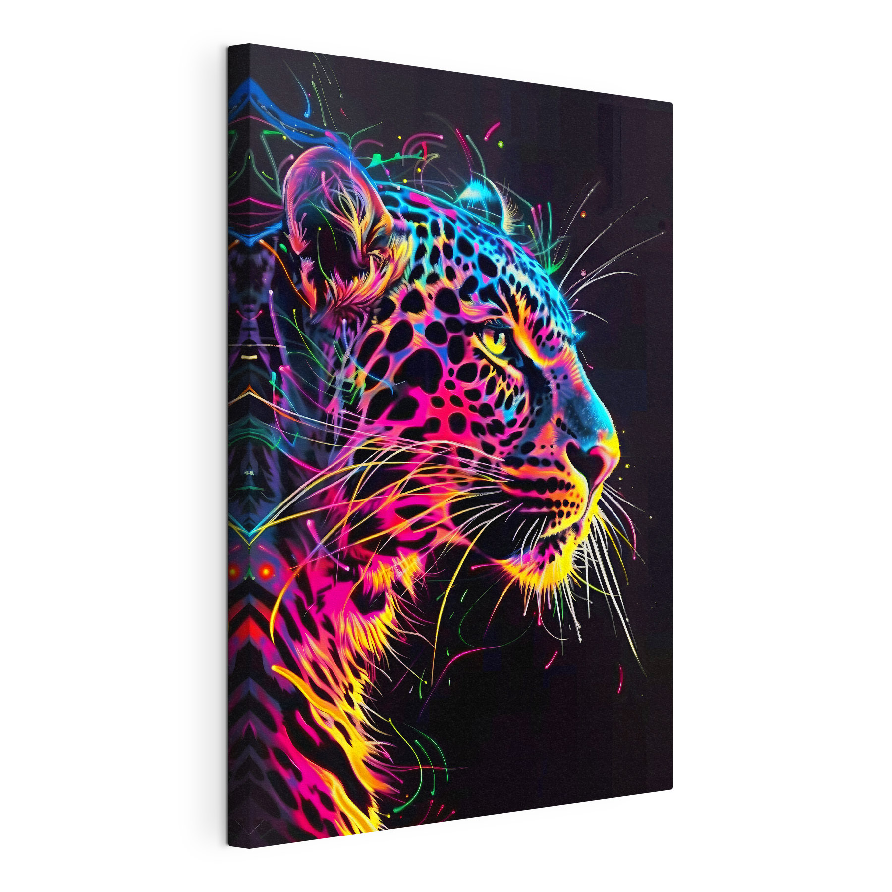 A colorful leopard with black background A colorful leopard with black background