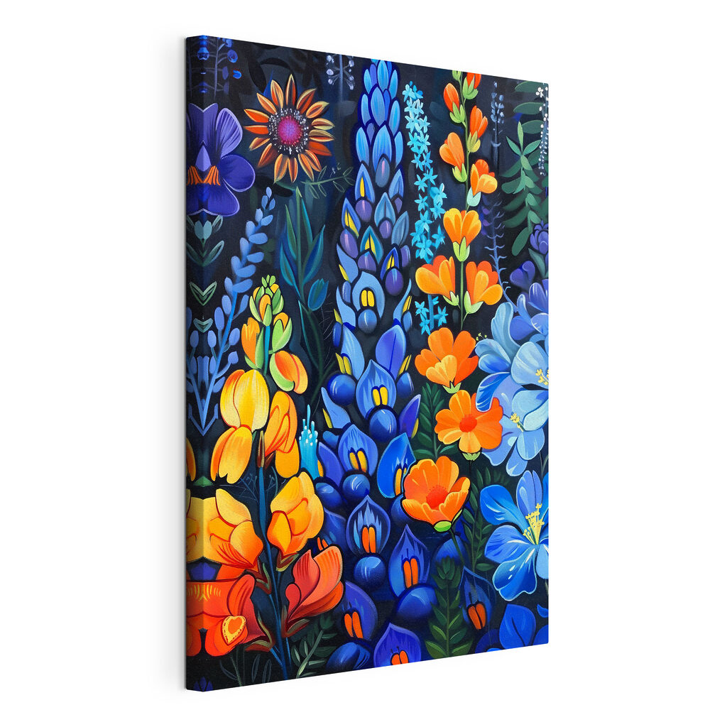 A colorful flowers on a black background