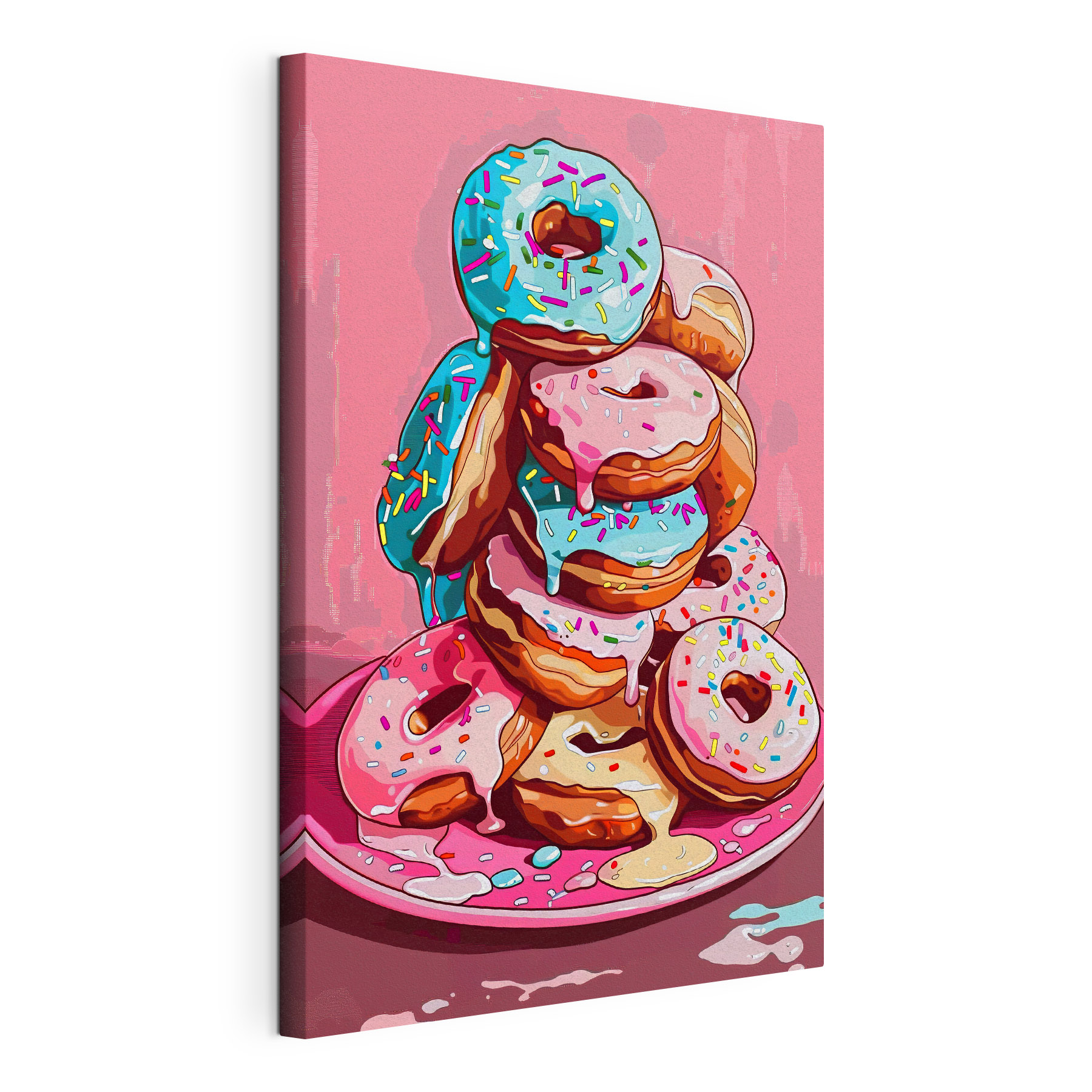 A stack of donuts with frosting and sprinkles A stack of donuts with frosting and sprinkles