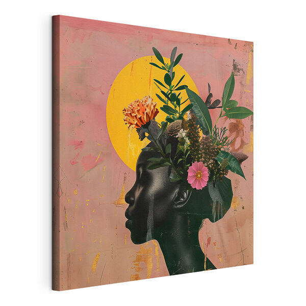 Una donna con dei fiori tra i capelli Quadri Una donna con dei fiori tra i capelli