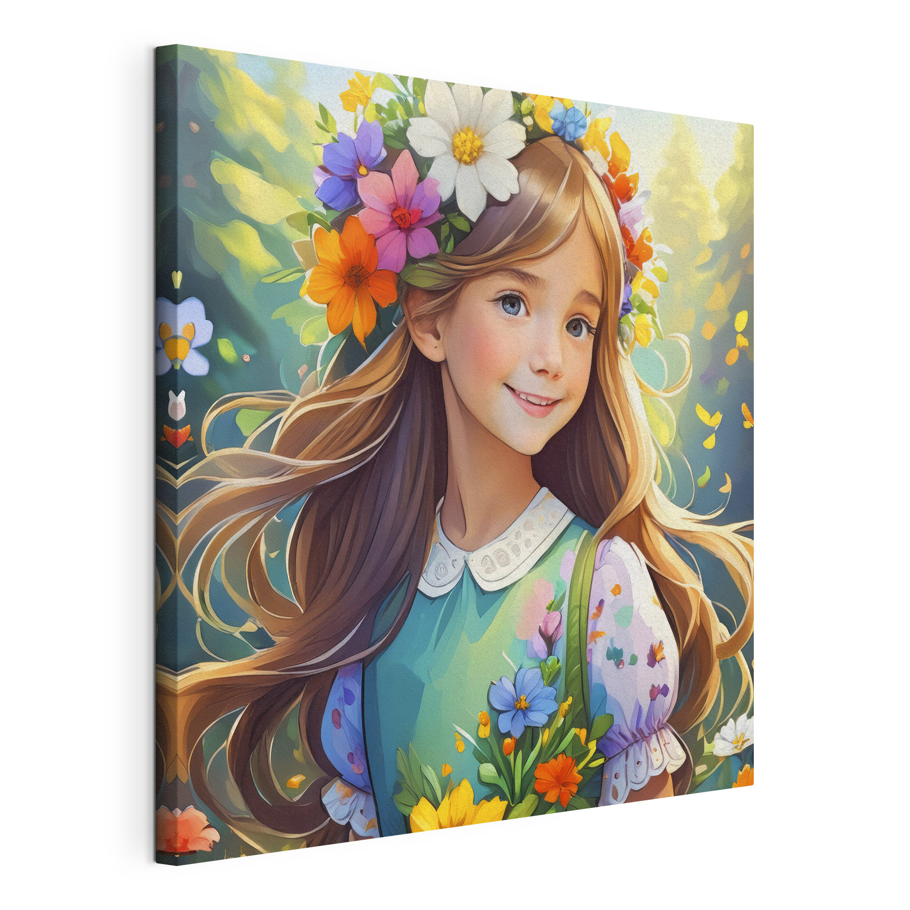 A girl with flowers in her hair