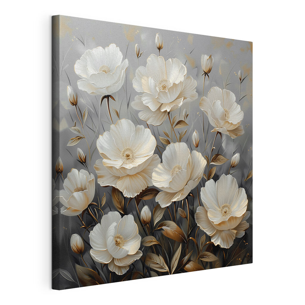 A painting of white flowers