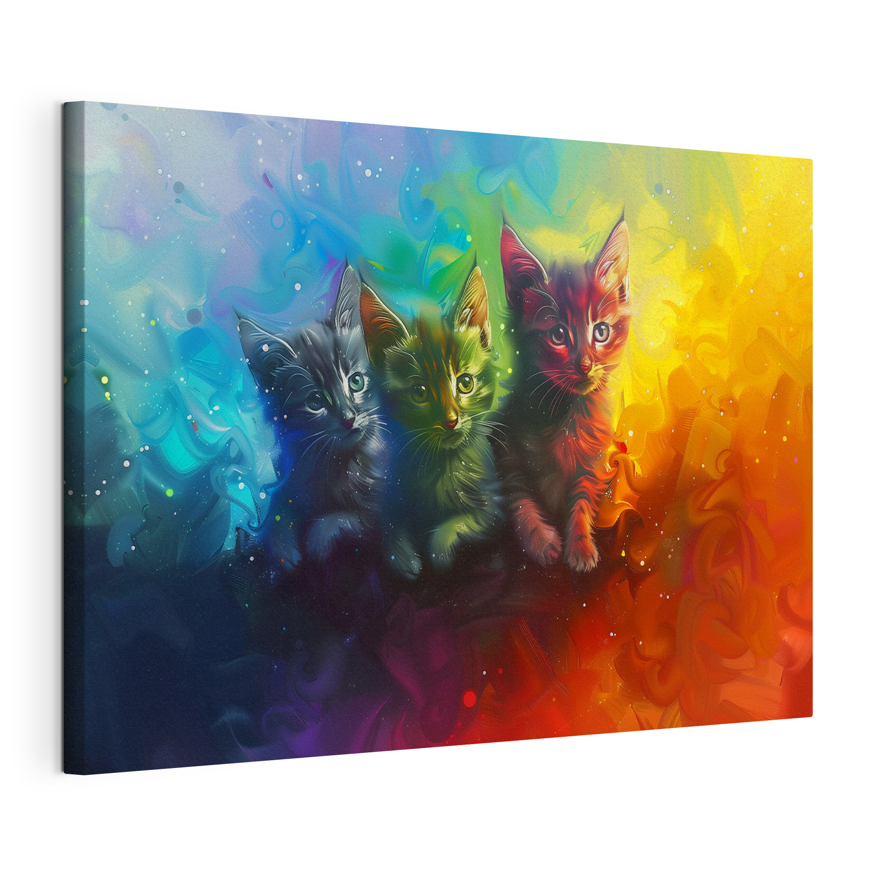 A group of kittens in rainbow colors A group of kittens in rainbow colors