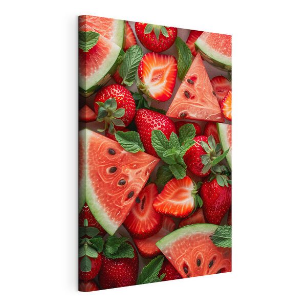 Un piatto con fragole e anguria a fette Quadri Un piatto con fragole e anguria a fette