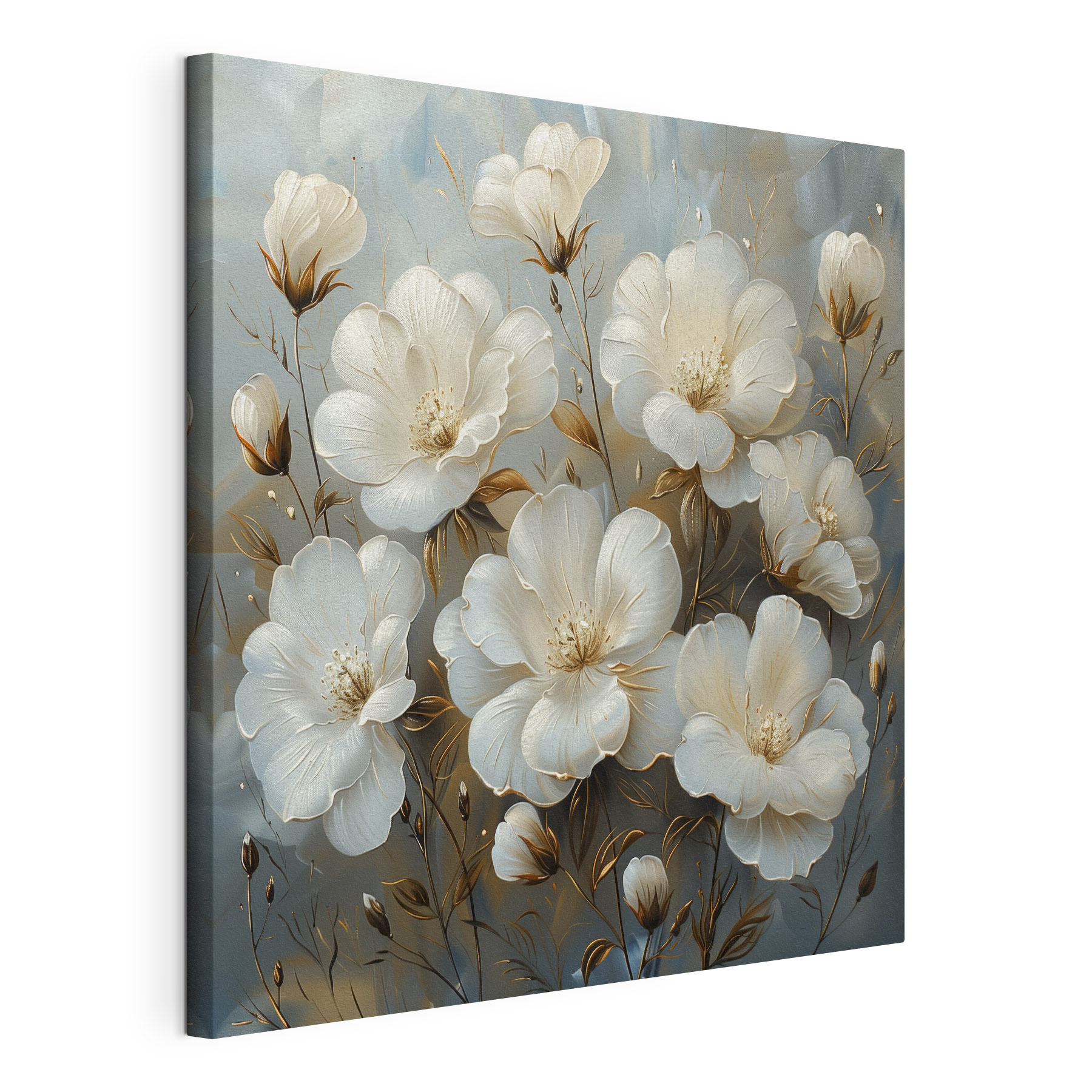 A painting of white flowers A painting of white flowers