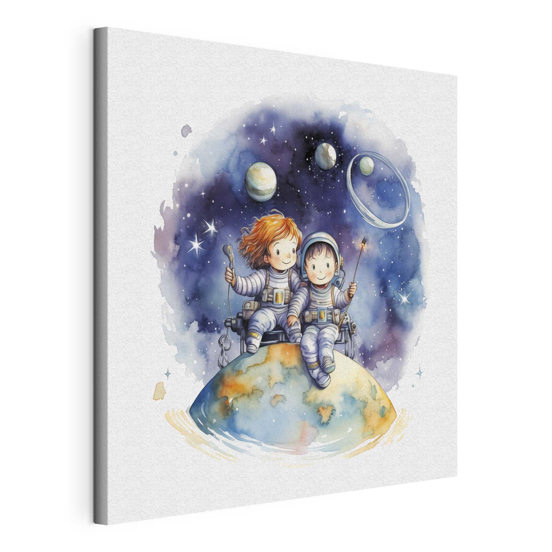 A couple of children in space
